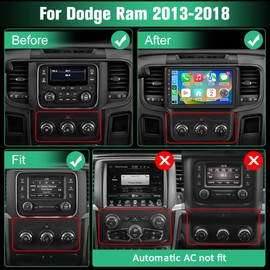 Android 13 Car Radio Stereo for Dodge RAM 1500 2500 3500 2013 2014 2015 2016 2017 2018 with Carplay Android Auto Bluetooth 2GB RAM 64GB ROM(Only fit Manual AC)