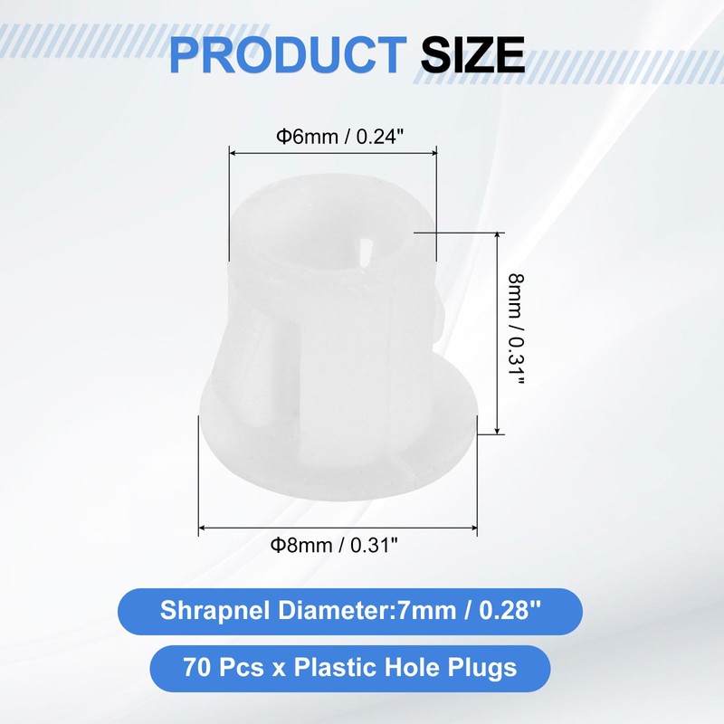 sourcing map 70Pcs Plastic Hole Plugs, 6mm(1/4") Flush Type Panel