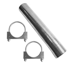 TORDXICS 3" ID x 16.5" Length Universal T304 stainless steel Exhaust Flex Pipe with 2x Metal Steel U Bolt Clamps