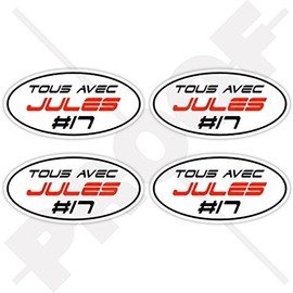 Jules Bianchi #17 Tous AVEC Formula 1 Racing Driver F1 Grand Prix 2" (50mm) Vinyl Bumper-Helmet Stickers, Decals x4