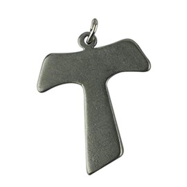 Dew Pendant – Franciscan Cross – Silver-Plated Metal – Charms for DIY Wedding Favours, Bijouterie, Bracelets and Decorations – H 3 cm – Pack of 10