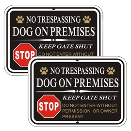 Luimode 2 Pack No Trespassing Dog On Premises Keep Gate Shut Sign Warning Yard Sign 25x35cm Aluminum Metal Sign Stop Sign
