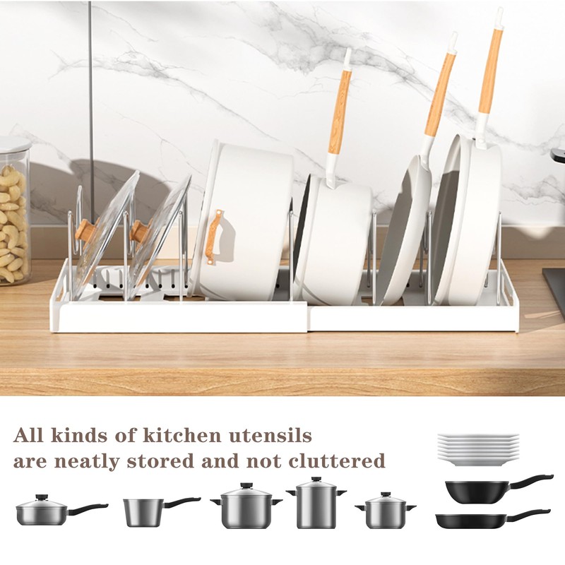 JMBTLUS Expandable Pot and Pan Organizer Rack with 7 Stainless