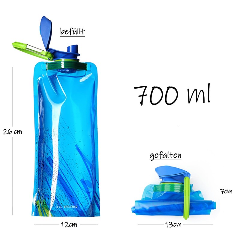 Ganzoo © Drinking Bag with Carabiner, Pack of 3, Water