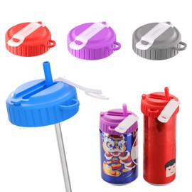 4 Pack Soda Can Lids with Straws, Reusable Silicone Can Covers for Soda, Can Toppers Protection for Universal 2.13'' Canned Beverage, Airtight Dust-Proof Seal (4 Colors)