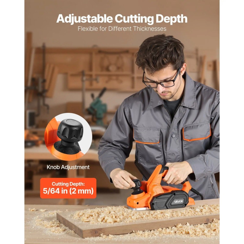 Electric 3-1/4-Inch Cut Width Handheld Wood Planer 7-Amp 16800 RPM