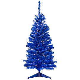 Pre-Lit Medium Artificial Pine Christmas Tree - 4' - Royal Blue - Clear Lights