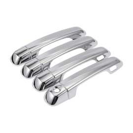 REPAIROCK 4pcs Exterior Door Handle Cover Car Door Handle Protector for Toyota 4Runner 2010-2019 ABS Chrome Silver Tone with 2 Keypads