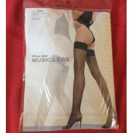 Music Legs Sexy Plus Size Red Fishnet Thigh High Lace Top Stockings 4910Q