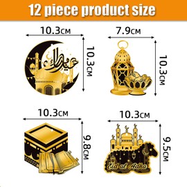 Ramadan Eid Mubarak Decorations,Ramadan Hanging Ornaments Shining Black Gold Star Moon Lantern Eid Mubarak Home Decor for Kareem,Muslim Islamic Festival,Eid Al-fitr Party Supplies