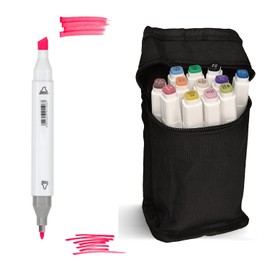 12 Colors Student Tones Art Marker Pen Set Dual Head Oily Alcoholic Based Ink Sketch Marker Pen For Draw Animation Manga Art Supplies(12 Color Student Design set)