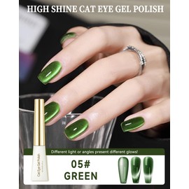 Jelly Glass Cat Eye Nail Gel Glue Polish Green Glitter Crystal Magnetic Moonlight Gel Polish, 9D Holographic Shimmer Cateye Reflective Translucent Sheer Color UV Nail Gel Polish Salon DIY at Home-05
