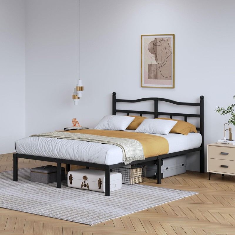 SHOANED Metal Bed Frame with Headboard - 14 Inch King