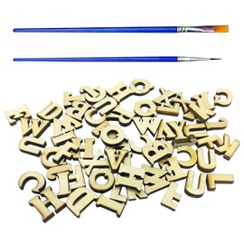 100 Letters, 1 Sharpener Brush, 1 Flat Brush, Large Wooden Letters, Decorative Letters, Wooden Crafts, Wooden Craft Letters