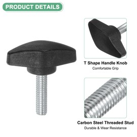 M METERXITY 4-Pack Thumb Screws, M6x25mm Tee Wing Knobs, Plastic T Handles Clamping Knob for Woodworking/Machinery/Equipment, Tightening Thread Thumbscrew [Black]