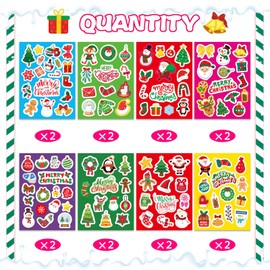 Christmas Stickers for Kids, Merry Christmas Theme Stickers Non-Repeating, Xmas Winter Holiday Party Stickers, Christmas Goodie Bag Fillers Christmas Party Favors Decorations