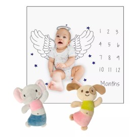 DaraBaby Kit Recien Nacidos Manta Bebés Para Foto Con 2 Sonajas