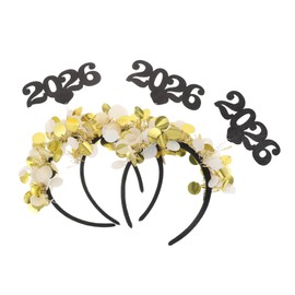 VICASKY 3pcs Year Headband Gold Numeric Hair Hoop for Ladies Comfortable Party Hairband with Unique Gold Dots for Year Eve and Special Occasions