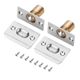 Ravinte Adjustable Ball Door Catch, Closet Ball Bearing Door Latch, Strong Drive Closing Door Accessories for Interior Doors, Solid Brass Body & Stainless Steel Strike Plate | 2 Pack, Silver