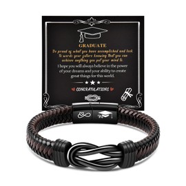 CheersLife Graduation Gifts for Him High School, College Graduation Gifts for Men Class of 2024 Leather Knot Bracelet, Graduation Gifts for Son Boyfriend Brother Grandson Friends Classmate (Brown)