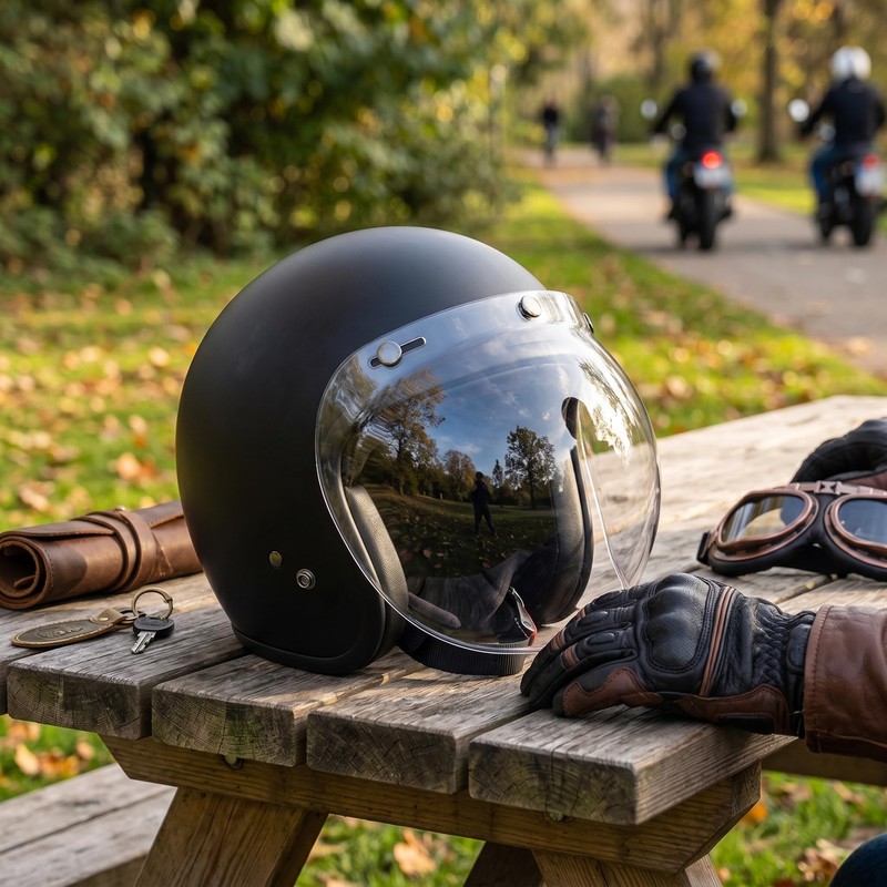 lvifloae MotorradBubble Visor, 3 Snap Visor Windscreen Lens with Folding