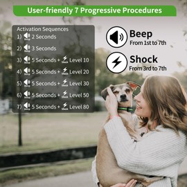 PetJoy Dog Bark Collar for Small Medium Large Dog, Smart Anti Bark Collars with 5 Sensitivity - 7 Progressive Procedures, Barking Collar with Beep & Shock (Green)