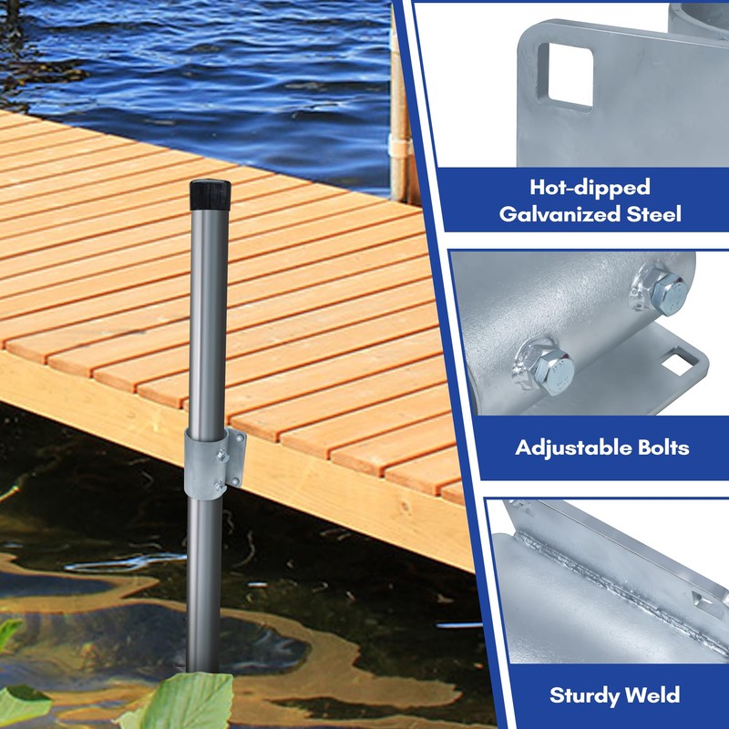 TPSHKE Dock Hardware 3" Galvanized Dock Pipe Leg Holder/Sleeve，Galvanized (1