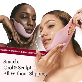 ROUND LAB Camellia Deep Collagen V Lifting Gel Mask 1ea | Double-chin Turkey Neck Instant Face Lifting Mask, Cooling and Depuffing Face Toning Belt, F