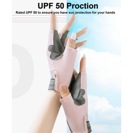 SUJAYU UV Protection Gloves Women Men, Fingerless Driving Gloves Fishing Gloves Sailing Gloves Kayak Gloves Paddling Gloves Rowing Gloves, UV Gloves Sun Gloves Sun Protection Gloves (Black, Large)