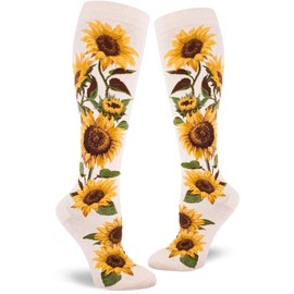 ModSocks Women's Sunflower Knee High Socks in Heather Cream