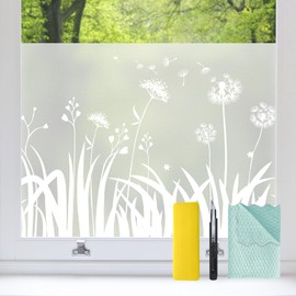 Bloss Frosted Glass Window Privacy Film with Installation Tools, Static Cling Window Films Bathroom Decorative Film for Home Office Glass Door (Dandelion, 29.5 x 78.7 inches)