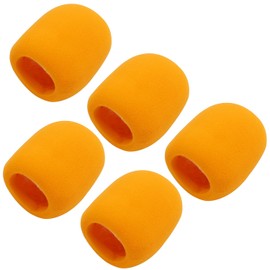 Fielect 5Pcs Microphone Cover Foam Mic Cover Handheld Microphone Windscreen Mic Foam Filter Cover Orange for Karaoke DJ, KTV Broadcasting