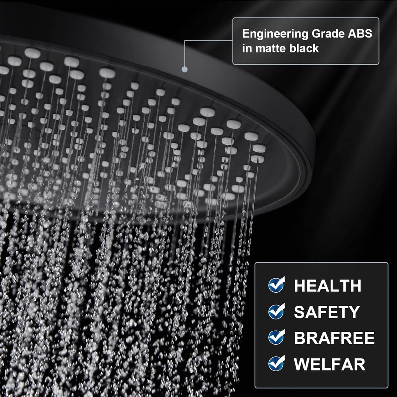 Rain Shower Head 26CM Rainfall Shower Head Overhead Replacement, Fixed