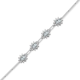 Gem Stone King 3.72 Cttw Pulsera de Plata de Ley 925 Aguamarina Azul Cielo Natural
