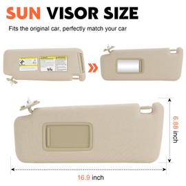 Beige Driver Left Side Sun Visor Replacement Compatible with 2010-2023 Toyota 4RUNNER Replace 74320-35A91-B1