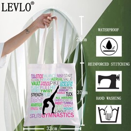 LEVLO Gymnastics Girl Canvas Tote Bag Gymnast Inspired Gift Gymnastics Team Shoulder Bag For Gymnastic Lover (Gymnastics Tote)
