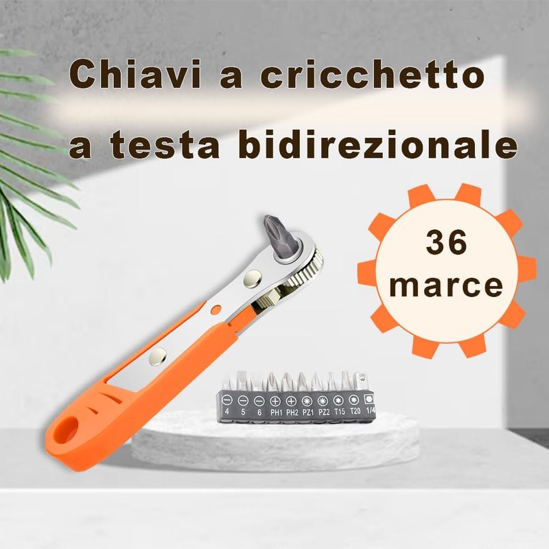 Voarge 1/4 Inch Magnetic Ratchet Wrench with 10 Screwdriver Bits