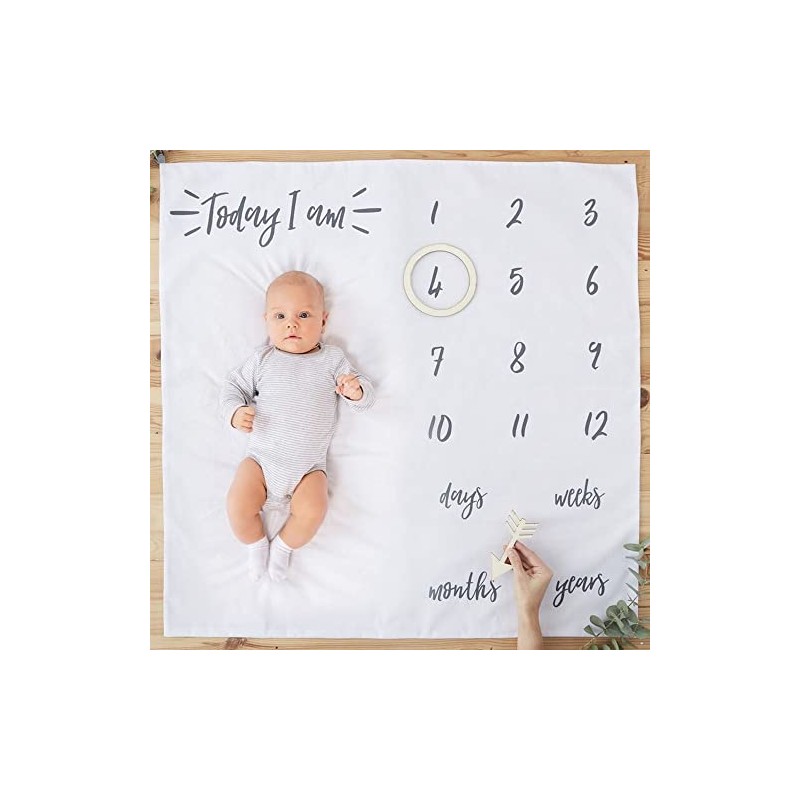 Ginger Ray White Fabric Baby Milestone Blanket Mat Keepsake 1