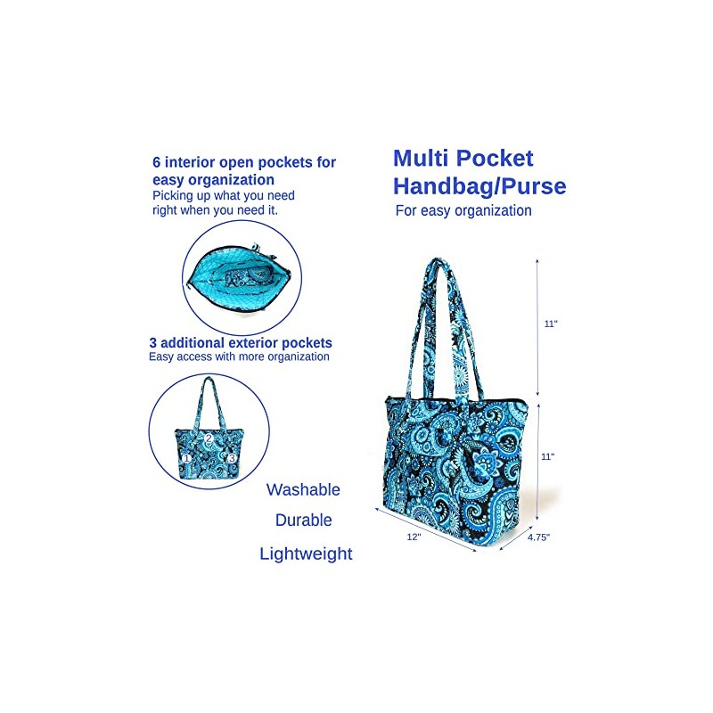 EGFAS Quilted Handbag Purse Shoulder Bag Pocketbook (Medium Solid Navy)