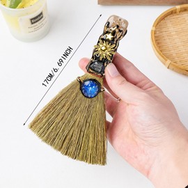 Crystal Witches Altarbroom - Handmade Magic Witch Broom Zodiac Healing Stones, Ideal for Meditation, Healing and Yoga (Scorpio (Oct 23 - 21 Nov))