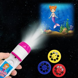 Pup Go Pup Go Mermaid Torch and Projector with 3 Discs 24 Images, Pink Torches Toys for Girl Age 3 4 5 6 7 Year Old Kids, Fairy Gifts for Girls, Projector Night Light for Children Toddler(Mermaid)