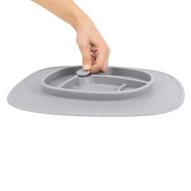 Bazzle Baby Anchor Silicone Suction Plate and Mat, BPA Free, Divided Sections, 3 to 36 Months (Cement)