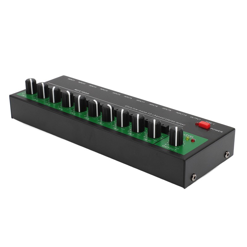 10 Channel Sound Mixer Independent Volume Control Knob Professional Multichannel
