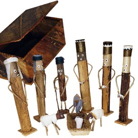 Celebrate The Peace and Glory of The Nativity Handmade by African Artisans Corn Banana Fiber Meticulously Boxed Set Ready to Display and A Stable Scene Set Inside a Gourd (Boxset)