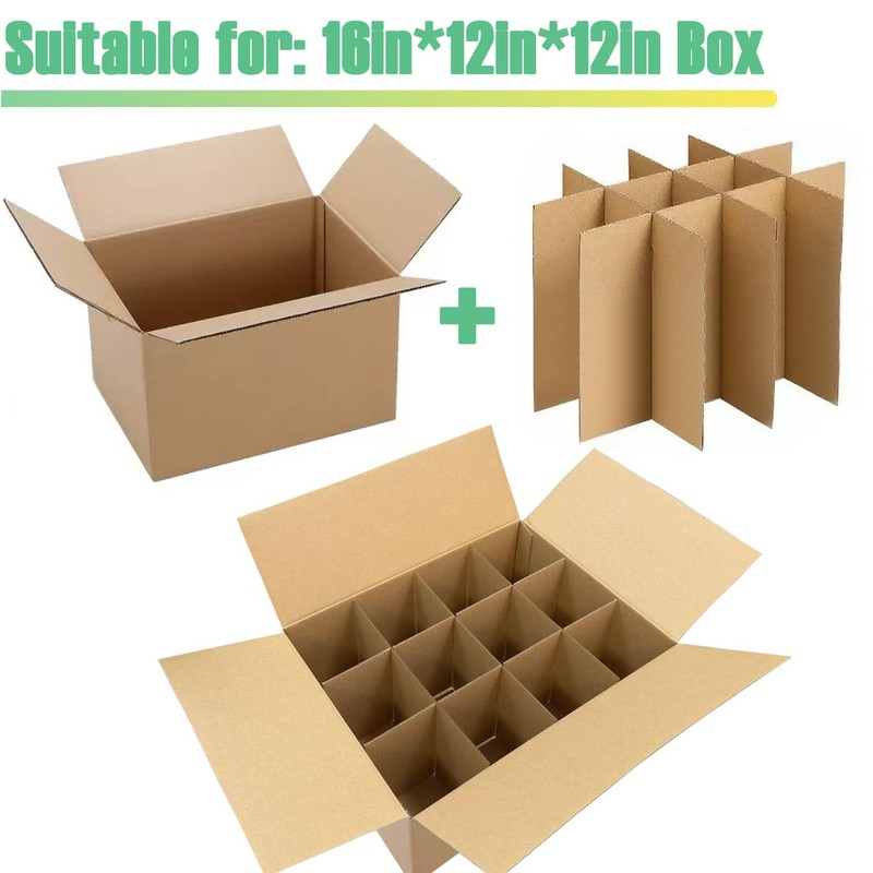 3-Pack Glassware Protection Set，Glassware Dish Packing Boxes Corrugated Dividers &