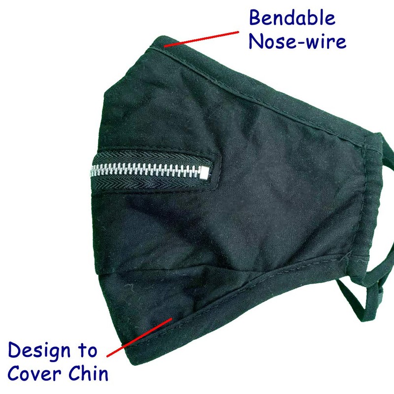 Cleanbreath Reusable Triple Layers Cloth Face Mask with Zipper for