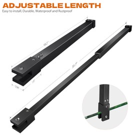 Shower Door Rod, 18 1/5"(462mm)-31 7/10"(805mm) Length Stainless Steel Ceiling-to-Glass Support Bar, for 5/16"(8mm) to 3/8"(10mm) Thick Frameless Glass Door, Matte Black Bracket