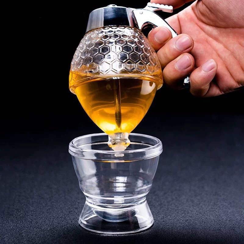 TONGMAN Acrylic Honey Dispenser,Syrup Dispenser, with Stand Honey Container ，Beautiful