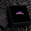 TJC Natural Amethyst Three Stone Ring for Women in 14ct