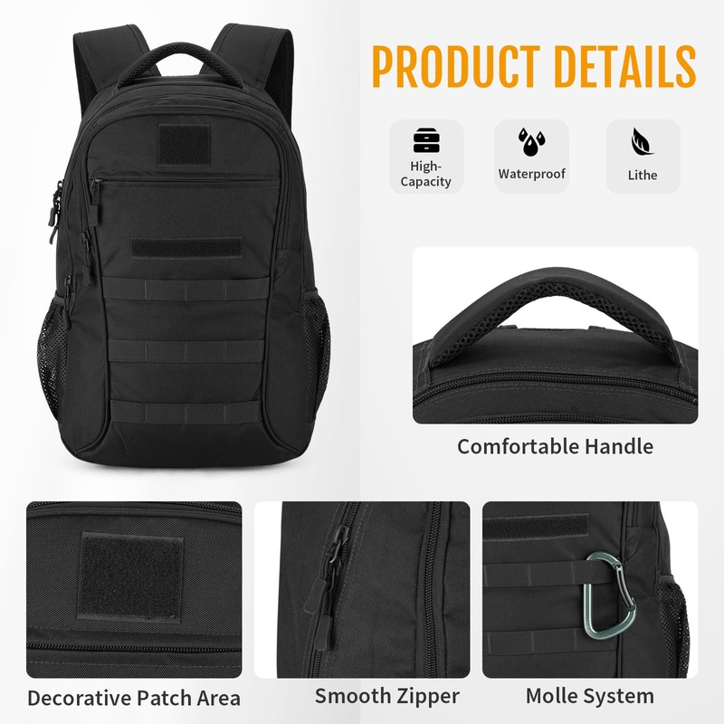 Explokit 15L 25L Tactical Backpack Small Military Molle Rucksack School
